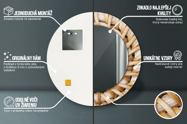 Specchio tondo decoro Treccia naturale