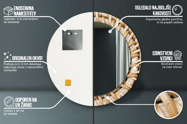 Specchio tondo decoro Treccia naturale