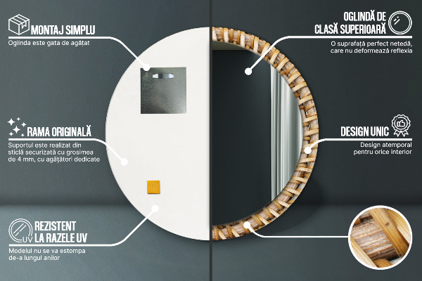 Specchio tondo decoro Treccia naturale