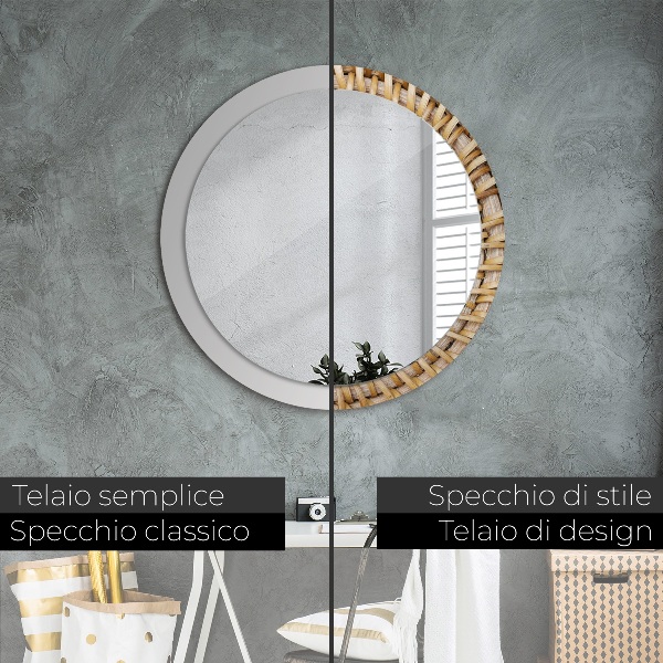 Specchio tondo decoro Treccia naturale