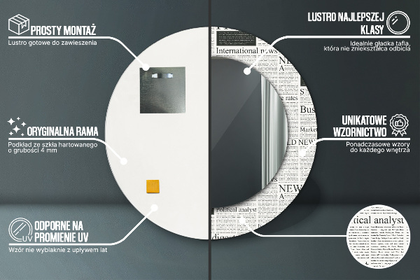 Specchio tondo stampato Modello dai giornali