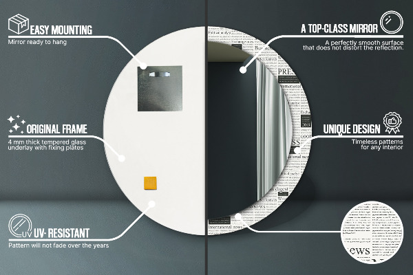 Specchio tondo stampato Modello dai giornali