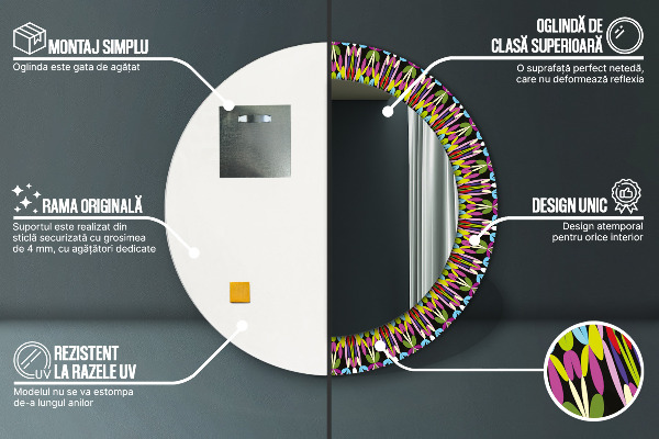Specchio tondo stampato Pattern di mandala psichedelica