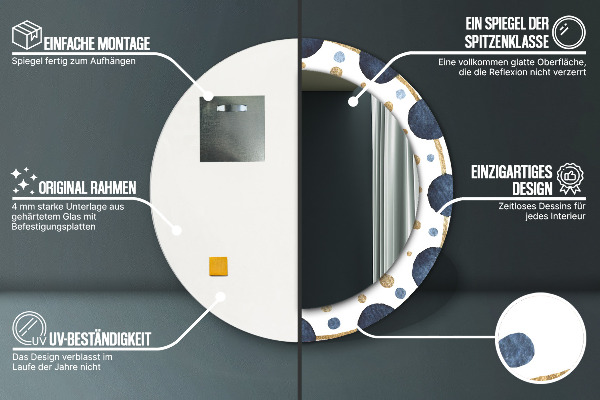 Specchio tondo stampato Moon Mandala