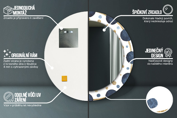 Specchio tondo stampato Moon Mandala
