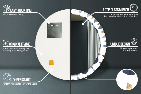 Specchio tondo stampato Moon Mandala