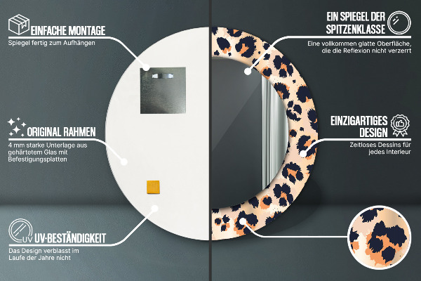 Specchio tondo stampato Pattern selvatico