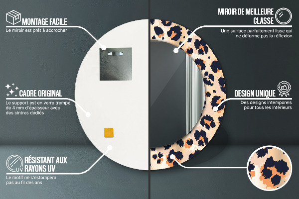 Specchio tondo stampato Pattern selvatico