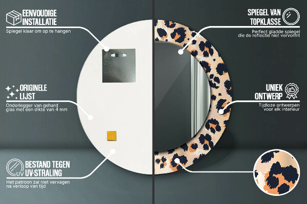 Specchio tondo stampato Pattern selvatico