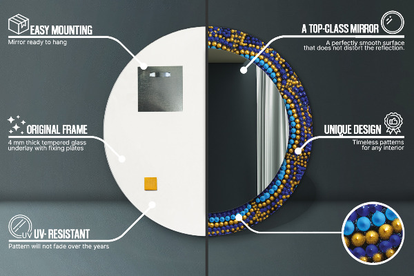 Specchio tondo stampato Composizione decorativa
