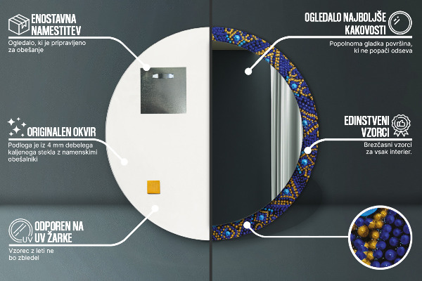 Specchio tondo stampato Composizione decorativa