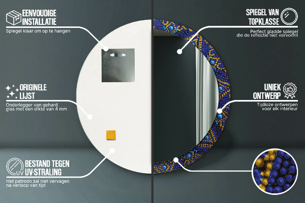 Specchio tondo stampato Composizione decorativa