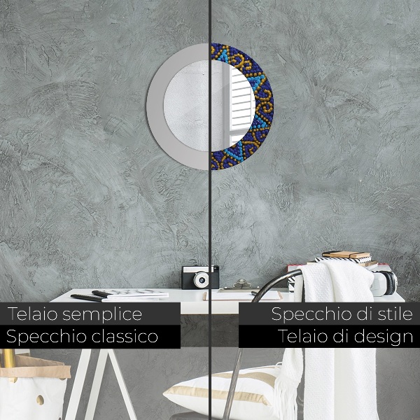 Specchio tondo stampato Composizione decorativa