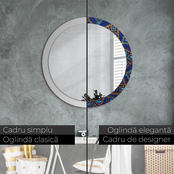 Specchio tondo stampato Composizione decorativa