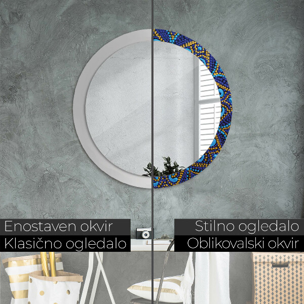 Specchio tondo stampato Composizione decorativa