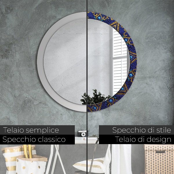 Specchio tondo stampato Composizione decorativa