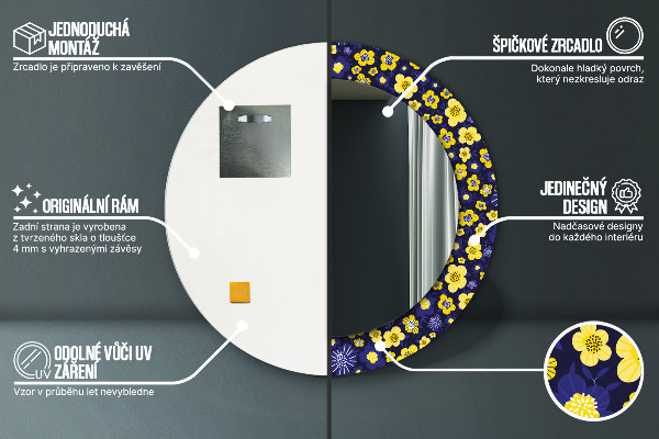 Specchio tondo stampato Dolci fiori piccoli
