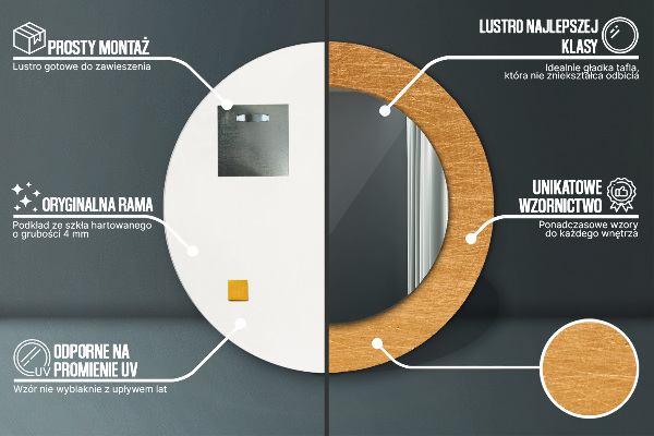 Specchio tondo stampato Superficie metallica