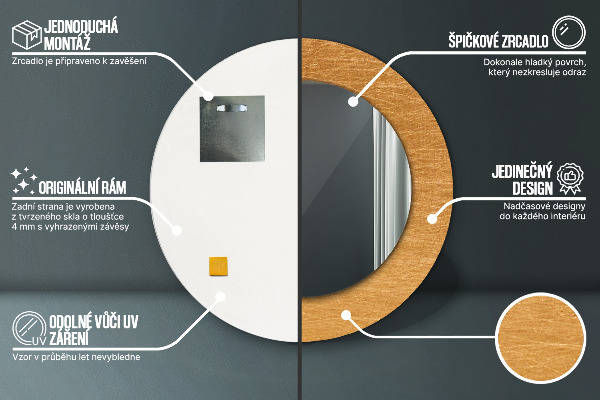 Specchio tondo stampato Superficie metallica