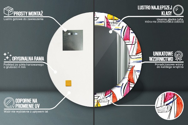 Specchio tondo stampato Barca sul lago