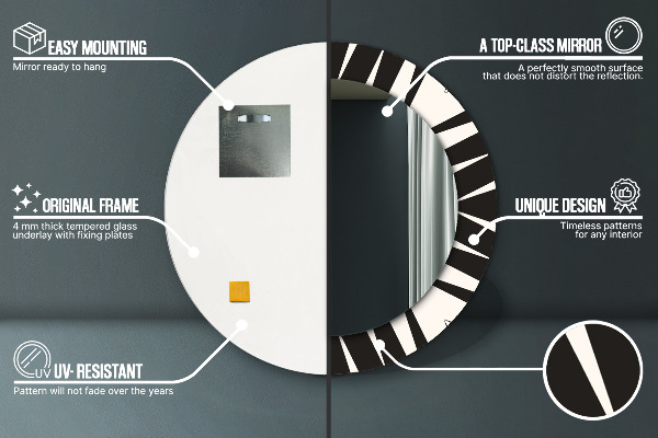 Specchio tondo stampato Geometria di astrazione