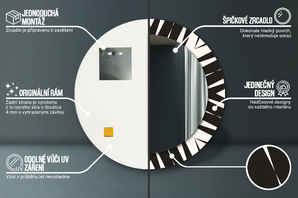 Specchio tondo stampato Geometria di astrazione