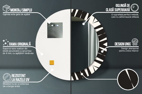 Specchio tondo stampato Geometria di astrazione