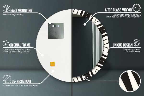 Specchio tondo stampato Geometria di astrazione