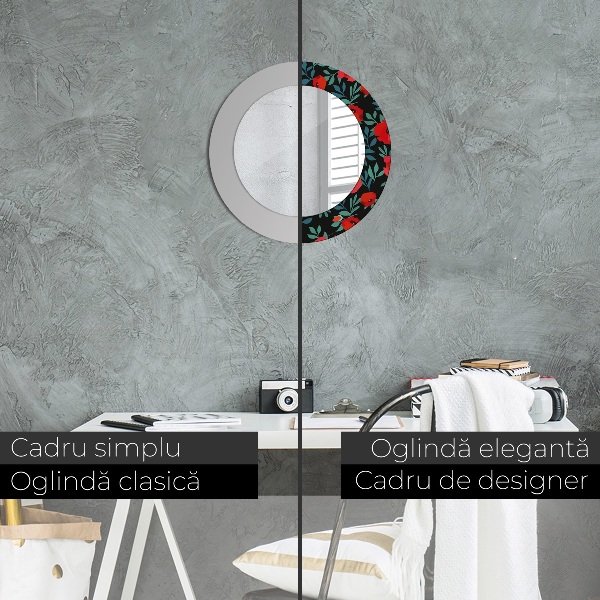 Specchio tondo stampato Seme di papavero rosso