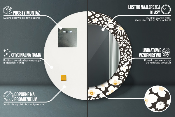 Specchio tondo decoro Margherita d'avorio