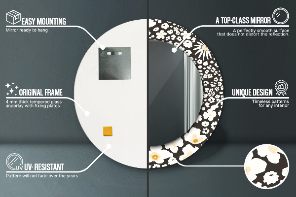 Specchio tondo decoro Margherita d'avorio