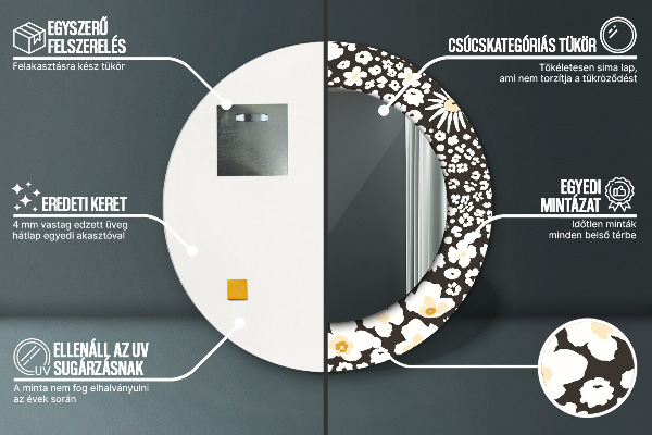 Specchio tondo decoro Margherita d'avorio