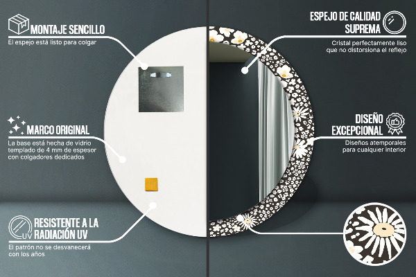 Specchio tondo decoro Margherita d'avorio