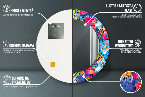 Specchio tondo decoro Scaraghi colorati