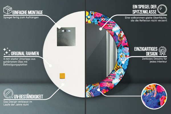 Specchio tondo decoro Scaraghi colorati