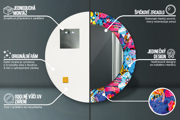 Specchio tondo decoro Scaraghi colorati