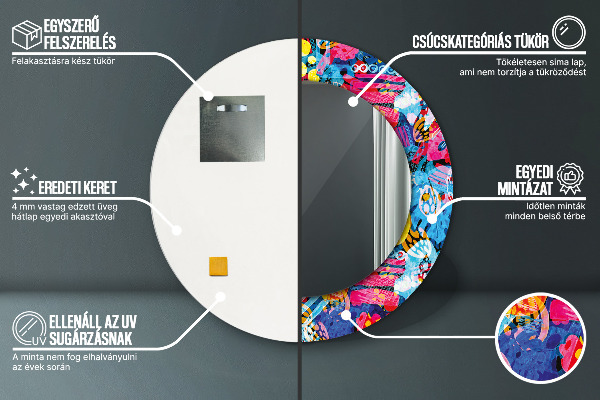 Specchio tondo decoro Scaraghi colorati