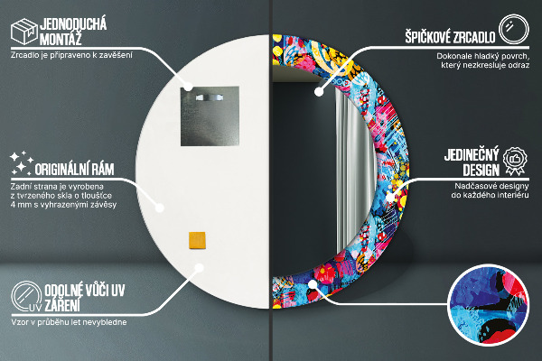 Specchio tondo decoro Scaraghi colorati