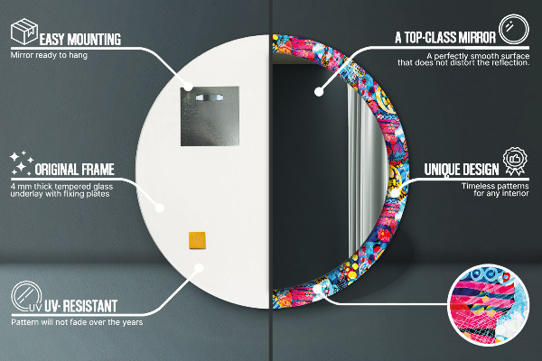 Specchio tondo decoro Scaraghi colorati