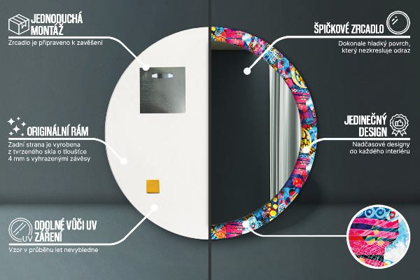 Specchio tondo decoro Scaraghi colorati