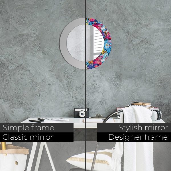 Specchio tondo decoro Scaraghi colorati