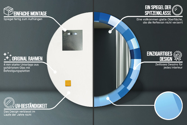 Specchio tondo decoro Abstract blu