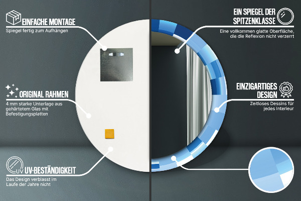 Specchio tondo decoro Abstract blu