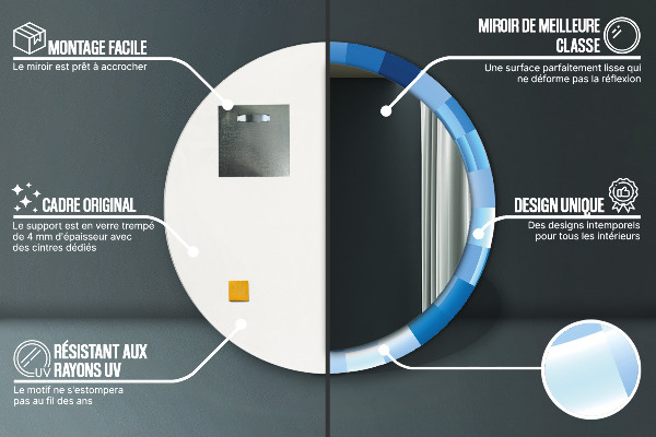 Specchio tondo decoro Abstract blu