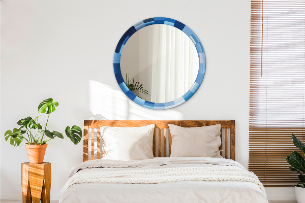 Specchio tondo decoro Abstract blu