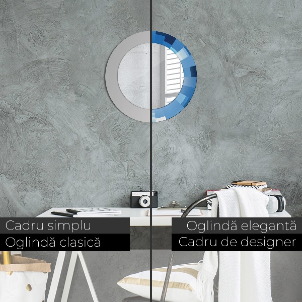 Specchio tondo decoro Abstract blu