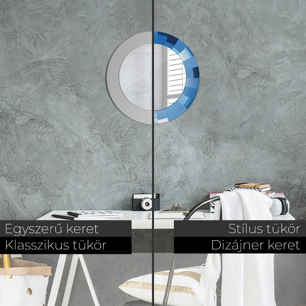 Specchio tondo decoro Abstract blu