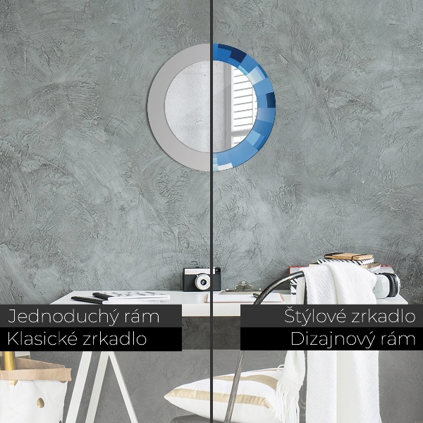 Specchio tondo decoro Abstract blu