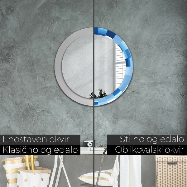 Specchio tondo decoro Abstract blu