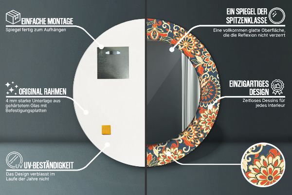 Specchio tondo decoro Illustrazione dell'anno di fiori